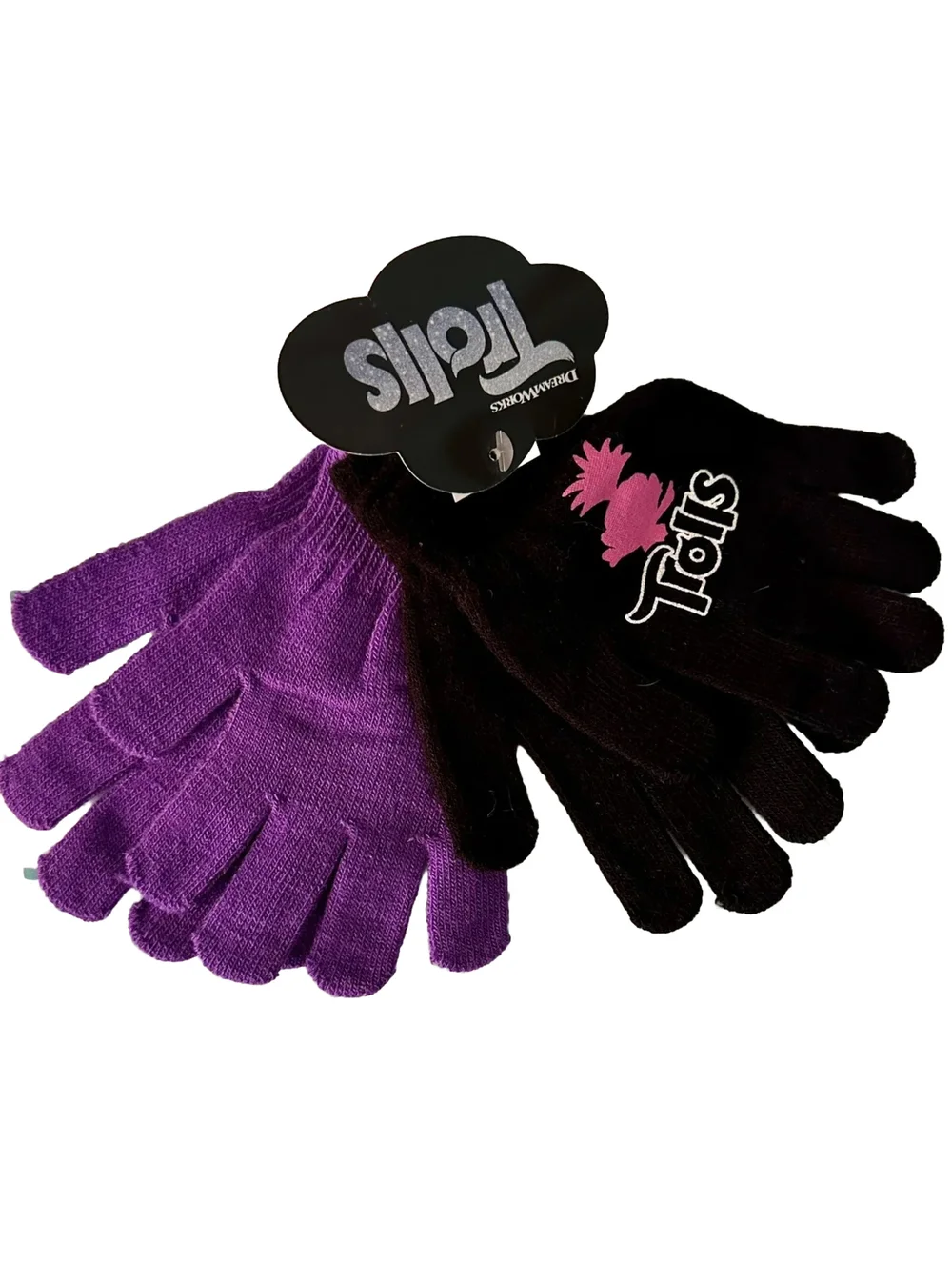 Trolls Kids Gloves Winter Gear Purple & Black 2 Pair New NWT Soft Warm & Cozy